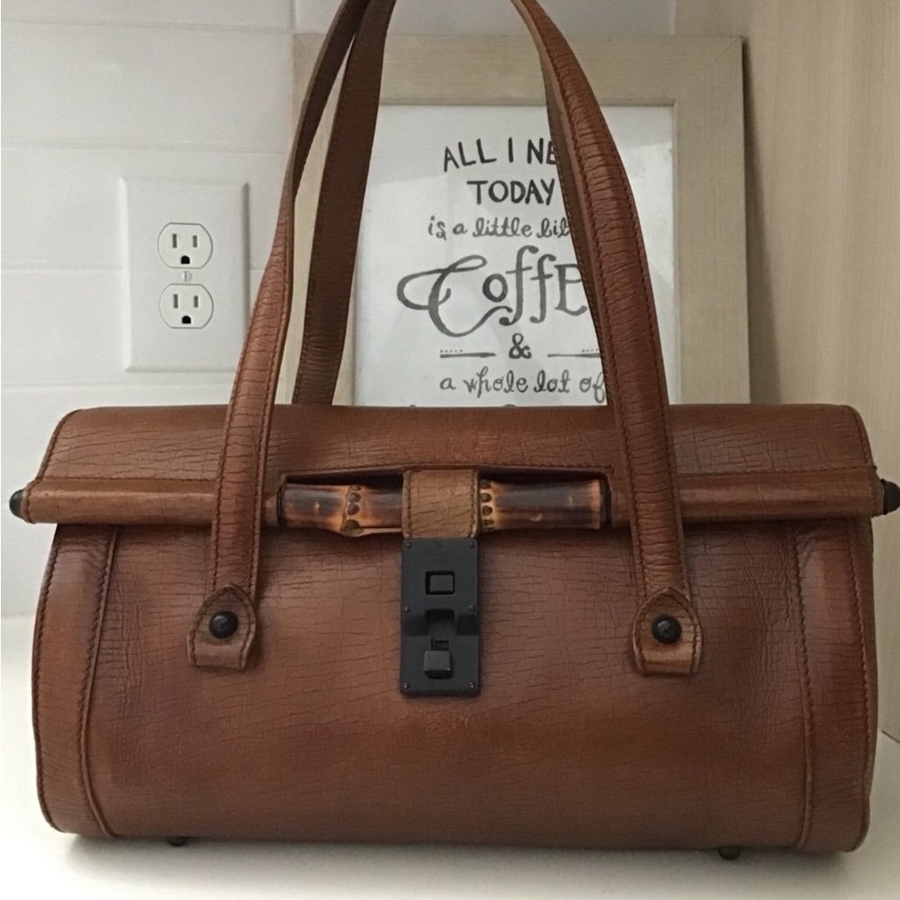 Gucci bamboo bullet leather bag